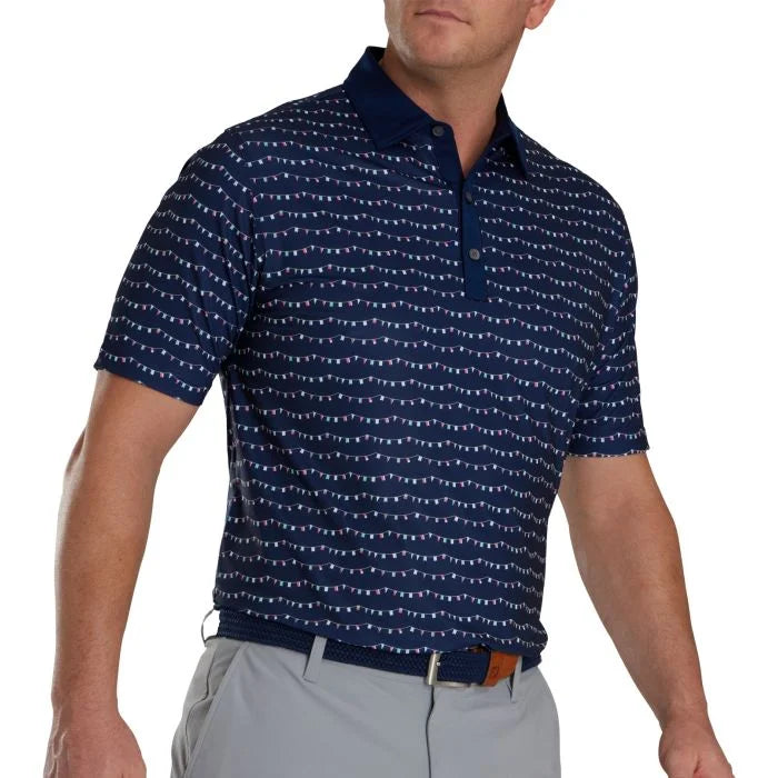 Footjoy Flag Banner Print Lisle Polo